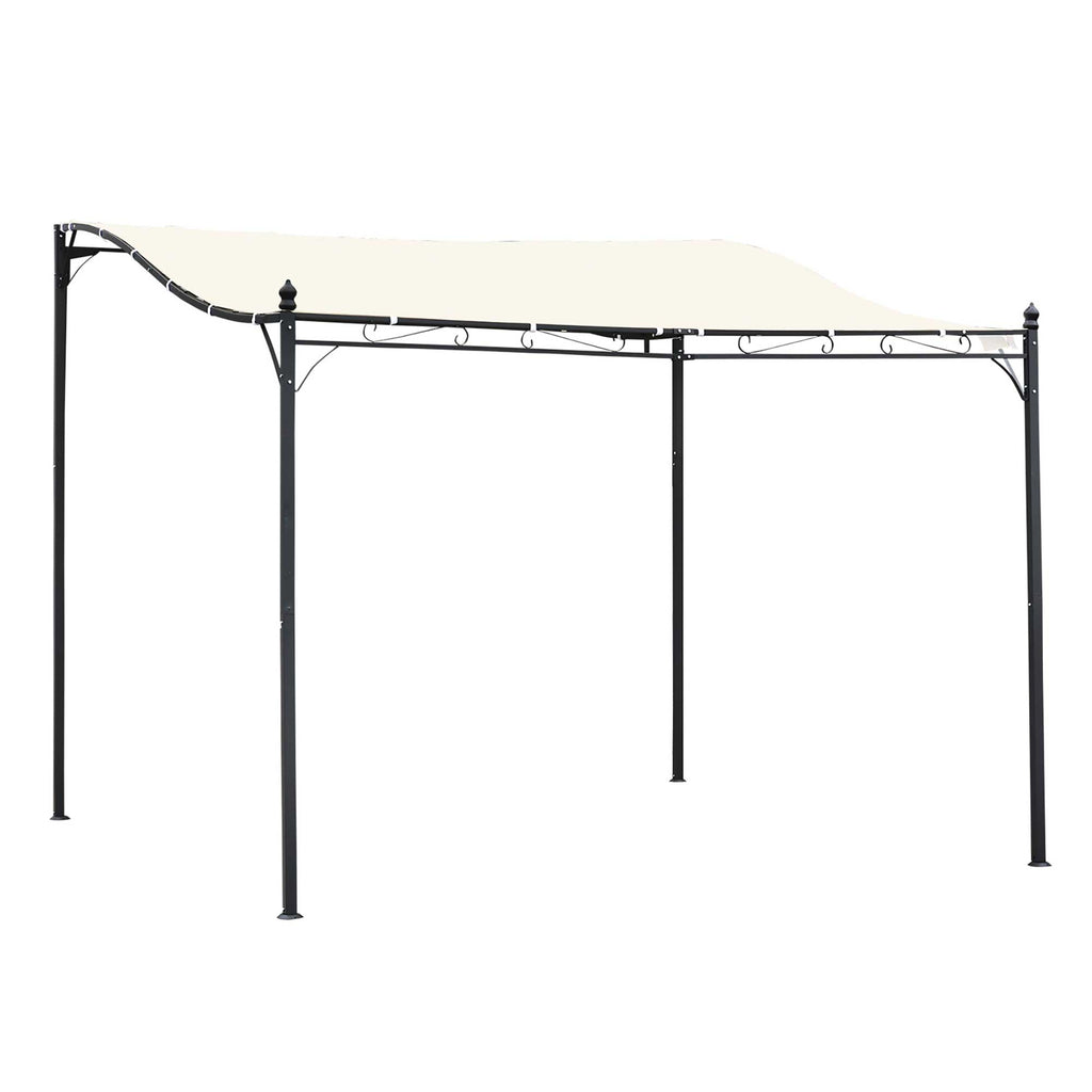 DodiOnline 3x3 m Wall Mounted Garden Porch-Black/Cream White