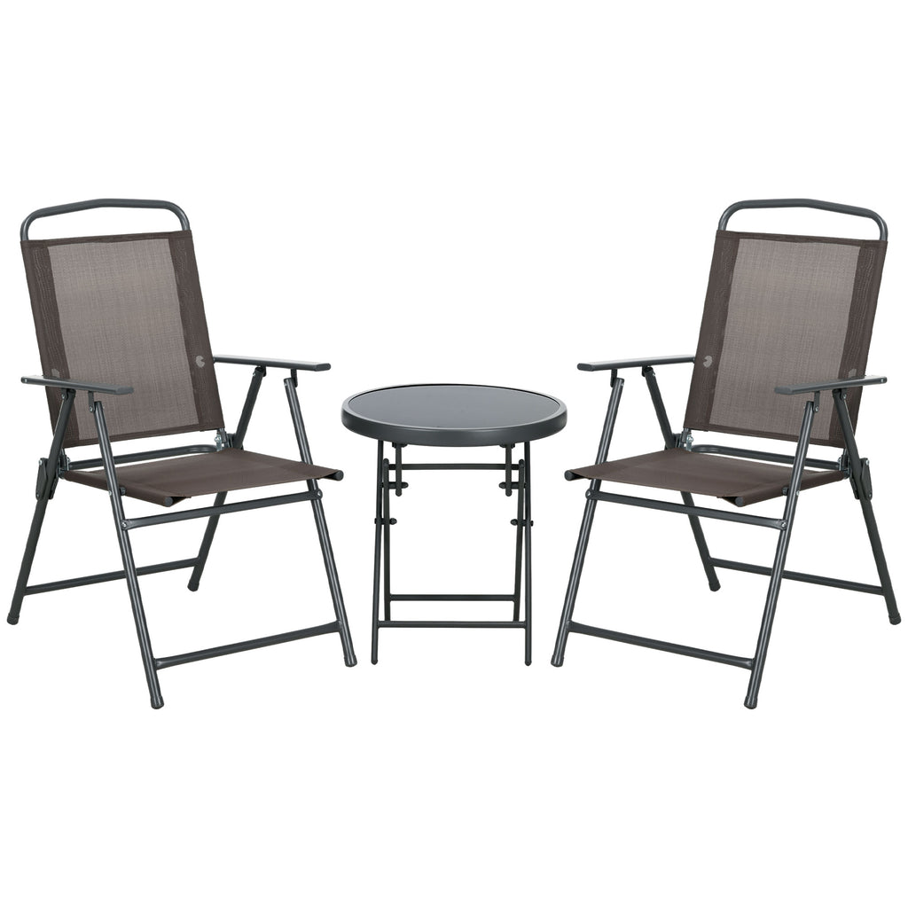 DodiOnline Three-Piece Garden Seat Set, with Glass-Top Table - Brown