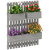 DodiOnline Wall-mounted Wooden Garden Planters with Trellis, Drainage Holes and 3 Planter Boxes for Patio, Grey