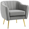 DodiOnline Velvet-Feel Shell Back Accent Chair - Grey