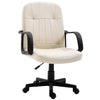 DodiOnline Swivel Executive Office Chair Home Mid Back PU Leather Computer Desk Chair for Adults with Arm, Wheels, Cream