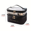 Double-layer Cosmetic Bag Solid Color PU Transparent Wash Handbag Travel Portable Large-capacity Storage Bag