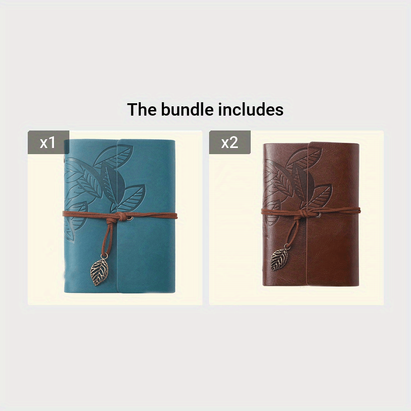 Retro Leaf Leather Loose-leaf Notebook Strap Portable Travel Record Hand Ledger Learning Stationery