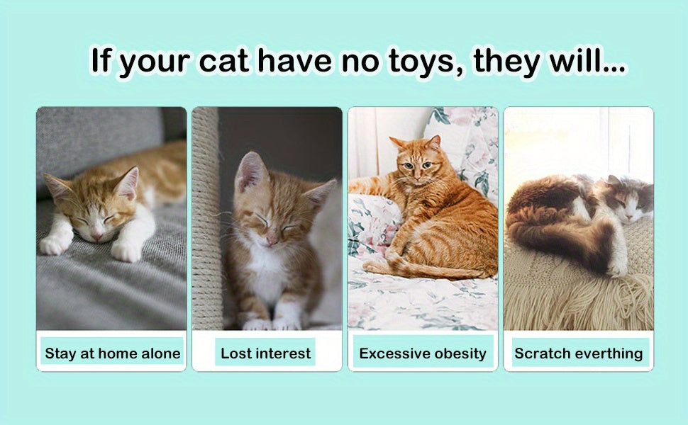 3-in-1 Interactive Cat Toy - Dual Speed Modes, Electronic Puzzle Game for Indoor Cats, Feathers & Bell Balls, Battery-Powered