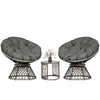 DodiOnline Three-Piece Rattan Garden Moon Chair Set - Grey