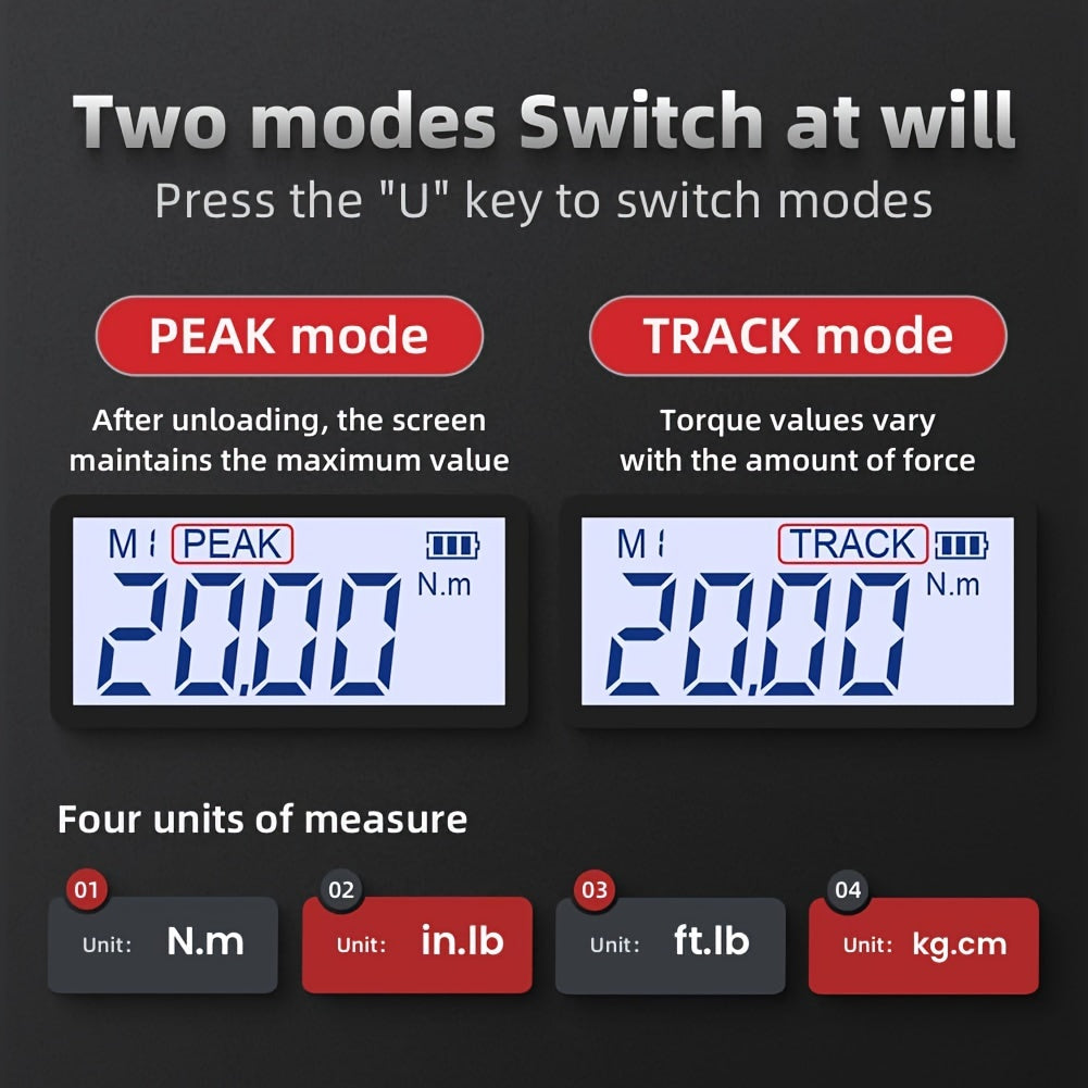 3/8" Digital Torque Wrench Set (2.2-44.2 ft-lb/3-60 Nm), Accurate to ±2% Bi-Directional, Electronic Torque Wrench with Buzzer and LED Flash for Appliance and Bicycle Repairs
