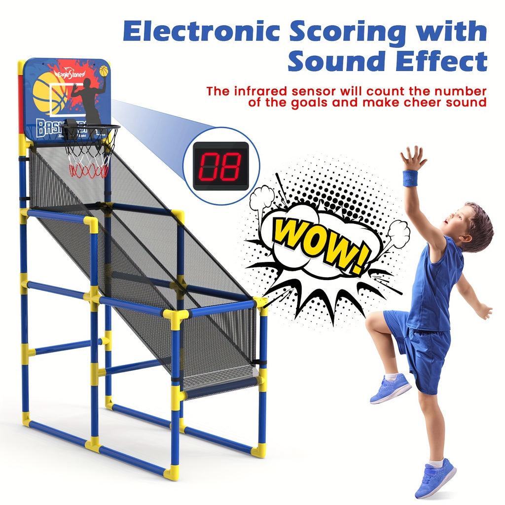 Kids Basketball Hoop Arcade Game W/Electronic Scoreboard Cheer Sound, Basketball Hoop Indoor Outdoor W/4 Balls, Basketball Game Toys Gifts For Kids 3-6 5-7 8-12 Toddlers Boys Girls