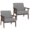 DodiOnline Mid Century Accent Chairs Set of 2, with Wooden Legs - Grey