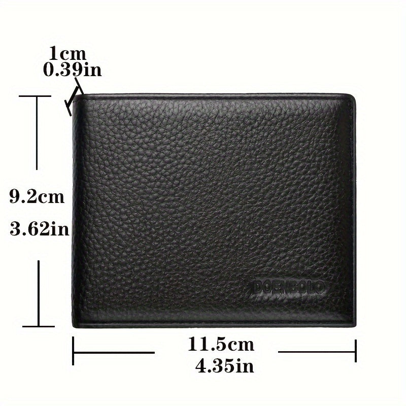 1pc Men's Genuine Leather Wallet, Ultra-thin Multi-functional Card Bag, Large Capacity Top Layer Cowhide Wallet