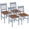 DodiOnline Dining Chairs Set of 4, Kitchen Chair with Slat Back, Pine Wood Structure for Living Room and Dining Room, Grey