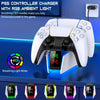 Dual PS5 Controller Charger Station with LED Light - Fast Charging, Space-Saving Dual Stand Dock for Playstation 5 Dualsense Controllers - BEBONCOOL, White, ABS Material, No Electronic Components
