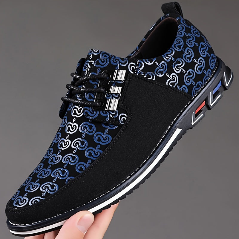 Men's Plus Size Faux Leather Casual Shoes, Formal Dress Anti-skid Lace-up Shoes For Business Office, Spring And Autumn