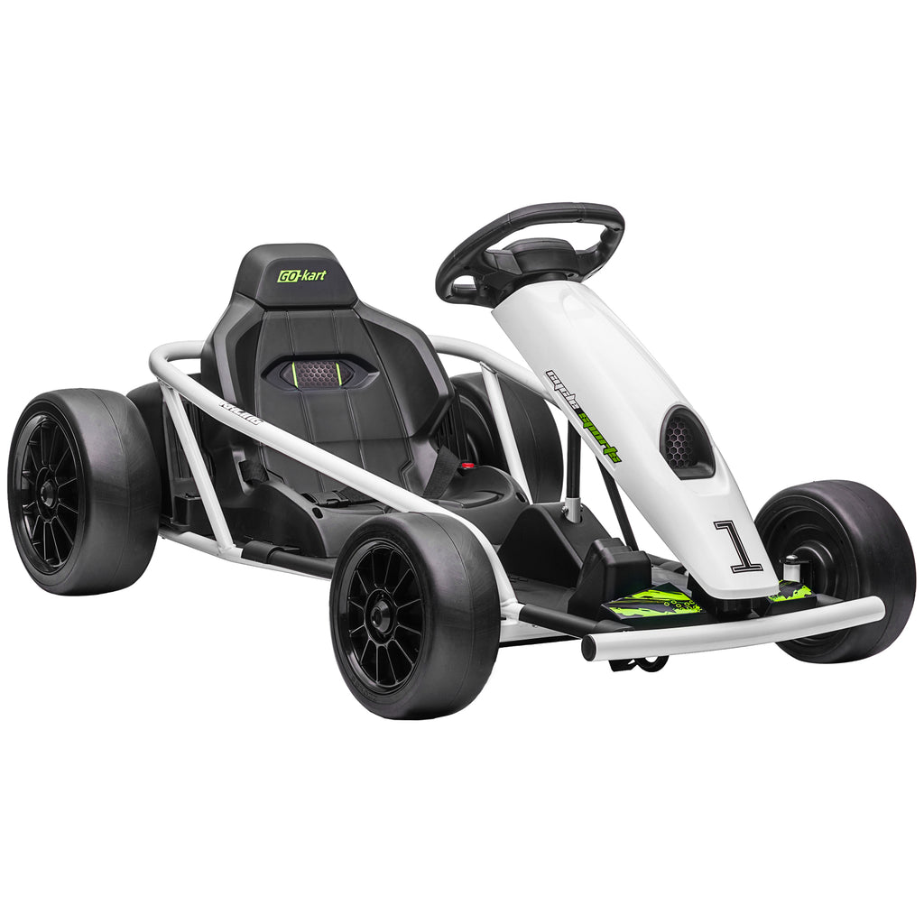 DodiOnline 24V Electric Go Kart for Kids, Drift Ride-On Racing Go Kart with 2 Speeds, for Boys Girls Aged 8-12 Years Old, White