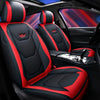 1pc Fit PU Leather Car Seat Cover, Breathable Front Seat Protector with Safety Cushion Compatibility, Sponge Filled, Non-Textile Weaving, Stylish Ergonomic Design with Red Accent Stitching, Available in Black/Brown/Beige/Blue