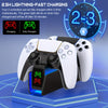 Dual PS5 Controller Charger Station with LED Light - Fast Charging, Space-Saving Dual Stand Dock for Playstation 5 Dualsense Controllers - BEBONCOOL, White, ABS Material, No Electronic Components