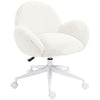 DodiOnline Makeup Vanity Chair, Cute Fluffy Desk Chair with Rolling Wheels for Bedroom Living Room, Cream White