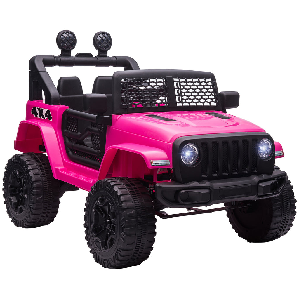 DodiOnline Kids Electric Ride On Car 12V Off Road Toy with Parental Remote Control 2 Motors Horn Lights Suspension Wheels for 3-6 Years Old Pink