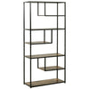 DodiOnline 6 Tier Bookcase, Industrial Tall Shelf Unit with Steel Frame for Home Office, Study, Living Room, Hallway, 82 x 33.5 x 175 cm, Rustic Brown and Black