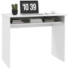 DodiOnline 90 x 50cm Computer Table, Modern Home Office Desk, Small Writing Desk with Storage Shelf, High Gloss White