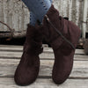 Womens Classic Solid Color Ankle Boots with Round-Toe Design - Fashion Buckle Belt & Side Zipper Closure - Ultra-Comfortable Outdoor Shoes for Stylish Adventures