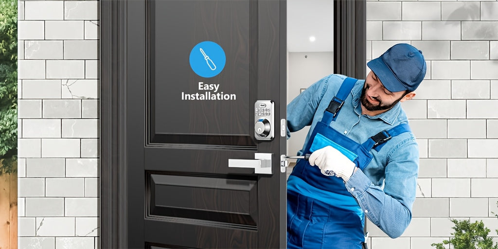 Fingerprint Front Door Lock Set with 2 Handles - Auto Lock & One-Touch Lock, Easy Install, Electronic Keypad Deadbolt, Keyless Entry Door Lock with Handle for Front Door