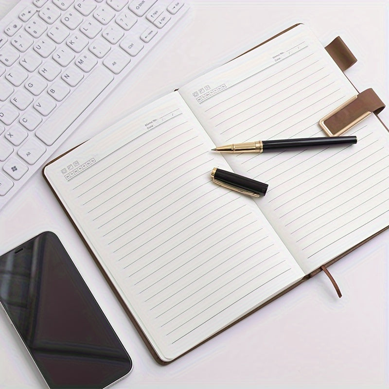 160 Pages Premium Super Smooth Faux Leather Notebook with Water-Resistant Square Ruling - Minimalist Space Theme A5 Journal for Home, Office, and Study - Soft, Durable, and Long-Lasting