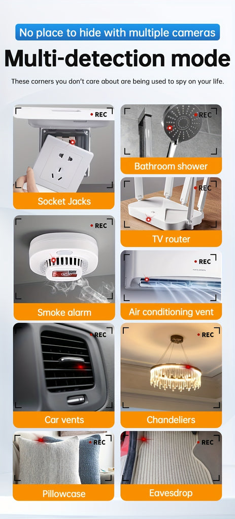 Hidden Camera Detector, Electronic Bug Sweeper with RF Signal Detection, Multifunctional Electronic Bug Sweeper for Home, Office, and Travel Security