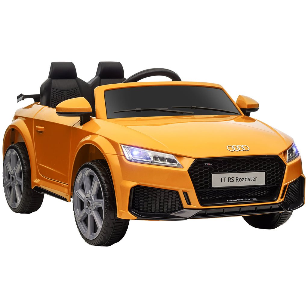 DodiOnline Kids Licensed Audi TT RS Ride-On Car 12V Battery w/ Remote Suspension Headlights and MP3 Player 3km/h Yellow