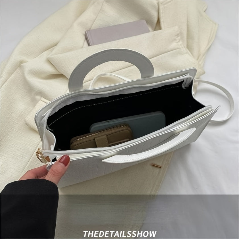 Fashionable Faux Leather Crossbody Bag with Removable Strap - Zipper Closure, Solid Color Pattern, Lining, and Stylish Design - Perfect for Womens Casual Occasions