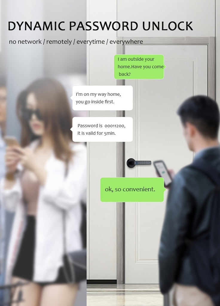 Fingerprint Password Mobile Phone App Smart Lock Digital Electronic Room Door Handle Lock