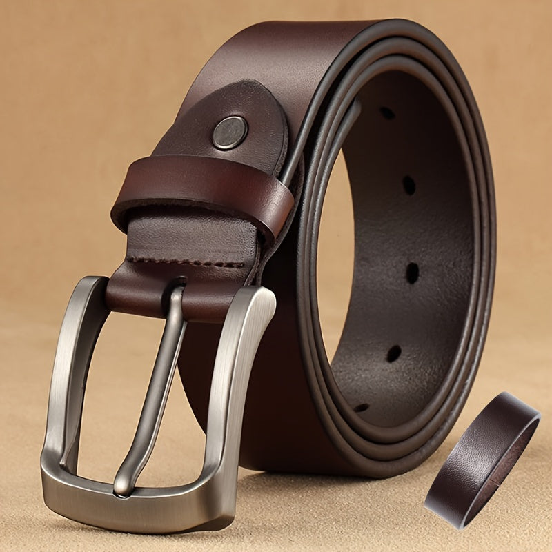 Men Cowhide Genuine Leather Prong Buckle Belt For Men