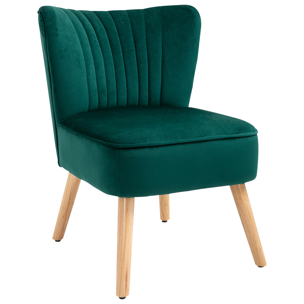 DodiOnline Modern Accent Chair, Fabric Living Room Chair with Rubber Wood Legs and Thick Padding, Green