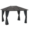 DodiOnline 3 x 4m Hard Top Gazebo Garden Pavilion with Netting and Curtains, Polycarbonate Roof and Aluminium Frame
