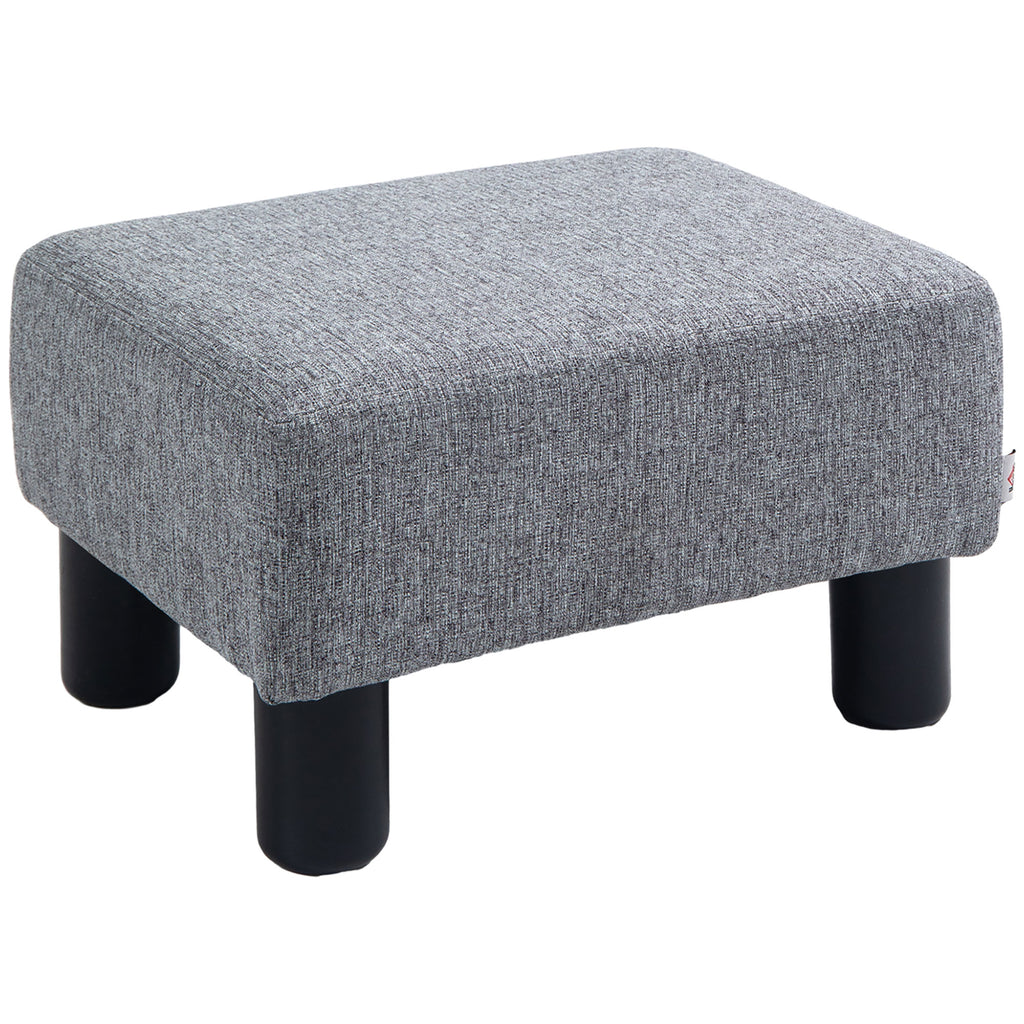 DodiOnline Linen Fabric Footstool Ottoman Cube with 4 Plastic Legs