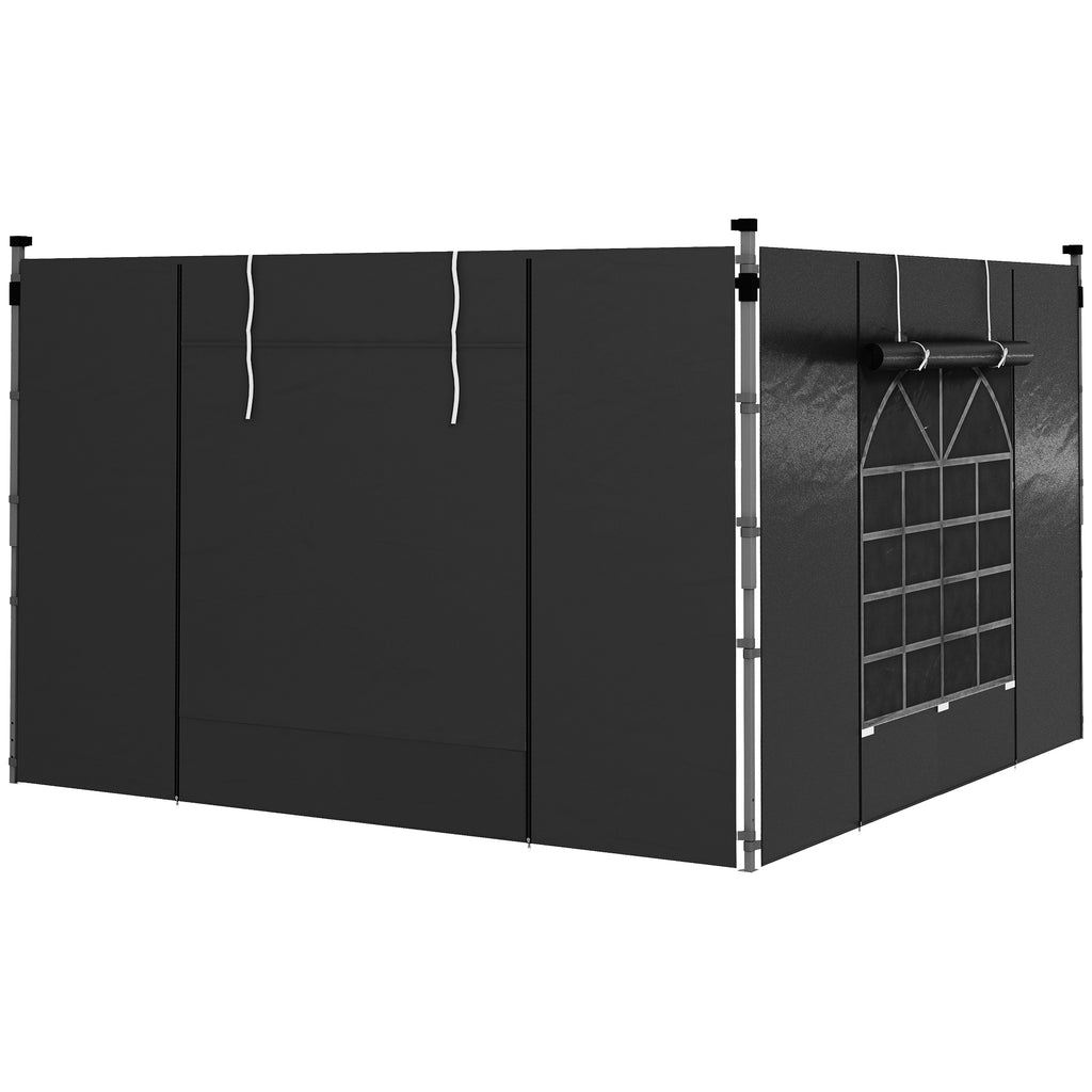 DodiOnline Gazebo Side Panels, 2 Pack Sides Replacement, for 3x3(m) or 3x6m Pop Up Gazebo, with Windows and Doors, Black