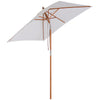DodiOnline 2m x 1.5m Garden Parasol Umbrella with Tilting Sunshade Canopy, Outdoor Market Table Umbrella with Wood and Bamboo Frame, Cream White