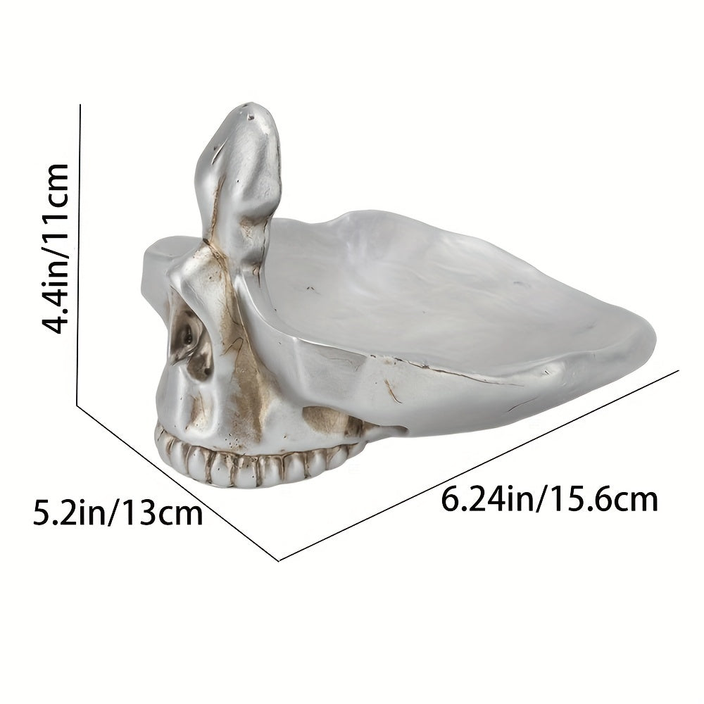 1pc Gothic Skull Glasses Holders, Skull Statues Eyewear Stand Crafts Tabletop Desktop Ornament, For Home Office Room Decor Birthday Halloween (4.8*5.6*5.6in), Day Of The Dead Decor