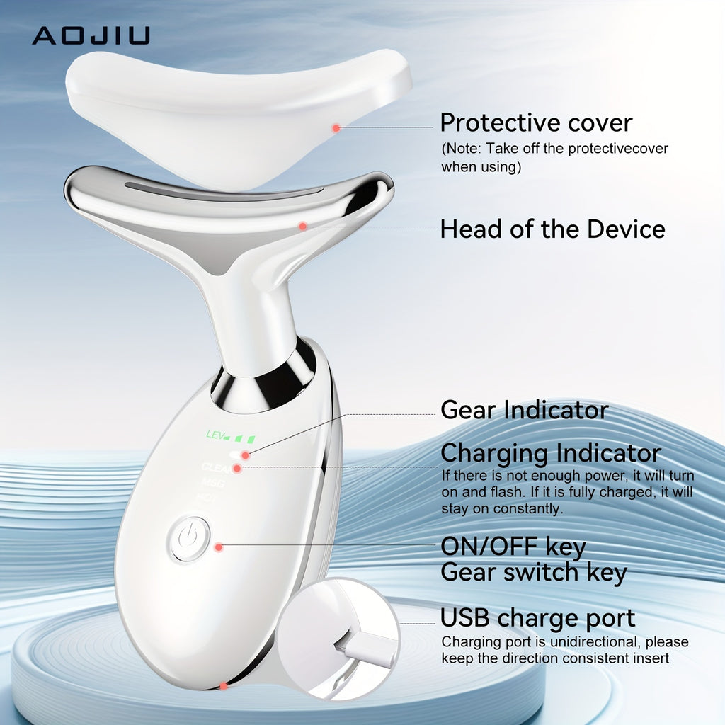AOJIU SpaLux - 3-Mode Portable Neck and Facial Massager for Relaxation, Skin Care, and Beauty - Perfect Gift for Girls and Women