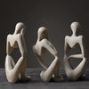 3-Piece Set Modern Abstract Thinker Sculptures - Durable Resin, Artistic Home Office Shelf Decor, Ideal for Bookshelf Styling