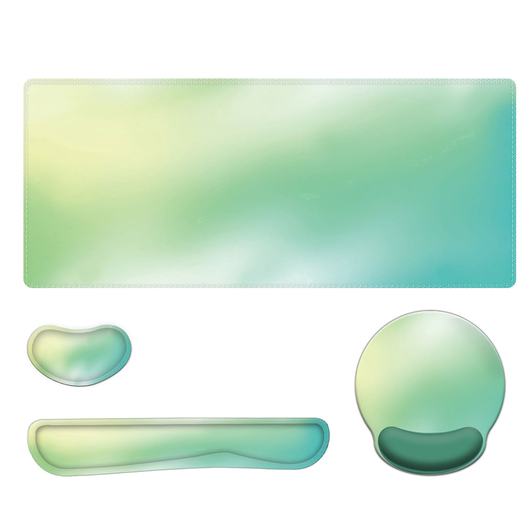 Keyboard Mouse Pad Set, 4in1 Large Gaming Mousepad + Keyboard Wrist Rest Support + Mouse Wrist Cushion + Wrist Pad, Non-Slip PU Base, 35.4x15.7in Extended Desk Mat For Home And Office