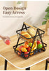 1pc 2/3 Tier Detachable Metal Wire Bathroom Storage Basket with Wooden Handle