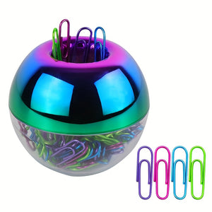 100pcs 28mm Colorful Rainbow Paper Clips - Adorable Apple-Shaped Desk Organizer Dispenser with Large Capacity - Perfect for Home and Office Use, Adding a Touch of Fun to Your Workspace