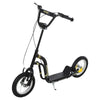 DodiOnline Teen Kids Stunt Scooter w/ Adjustable Handlebar, 12 Inch Rubber Tyres, Dual Brakes, Black