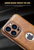 Logo View Compatible With IPhone 15/14/13/12 Pro Max Case Slim Premium Vegan Leather Classic Luxury Elegant Thin Cover, Shockproof Full Protection