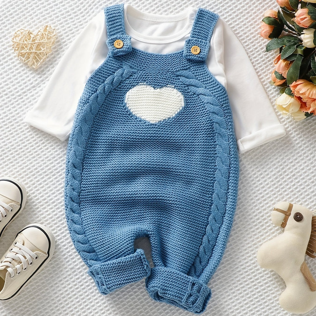 Baby Clothing Girl Baby Bodysuit Baby Love Jacquard Boys Knitted Bodysuit, Suitable For Indoor And Outdoor Wear
