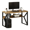 DodiOnline Computer Desk Writing Desk Home Office PC Laptop Workstation with Storage Shelf 120 x 60 x 76cm Black Brown Wood Effect