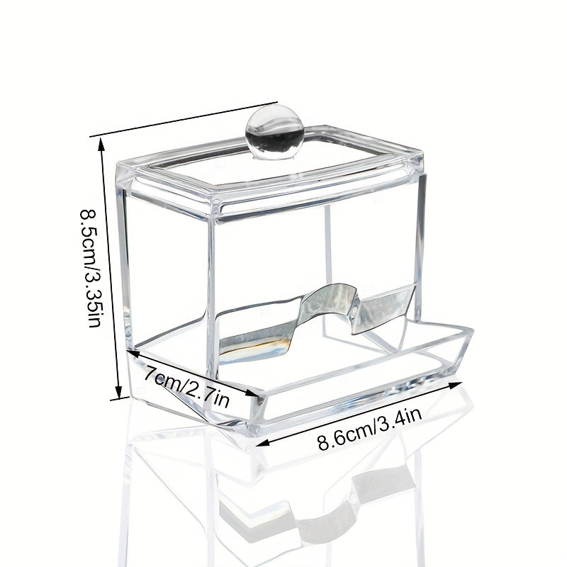 1pc Transparent Clear Cotton Swabs Storage Holder Dispenser - Keep Cotton Pads Organized and Within Reach - Bathroom Storage Container with Lid, Art Supplies Organizer, Space-Saving, Easy to Clean, and Durable