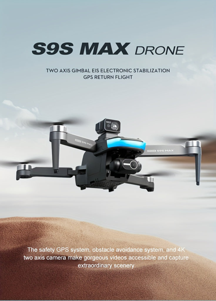 New S9S aerial drone, GPS positioning, Automatic return, Remote-controlled aircraft, High-definition dual camera with 2-axis Self Stabilizing Electronic Anti-Shake Gimbal, Brushless motor, Foldable four axis aircraft