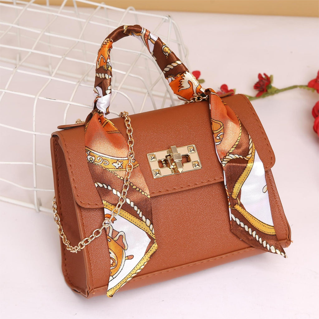 Elegant Faux Leather Crossbody Mini Bag - Secure Turn-Lock, Removable Strap, Versatile Top Handle in Solid Color