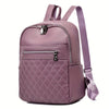 Fashion Argyle Quilted Backpack, Minimalist PU Leather Daypack, Casual Schoolbag For Travel Work